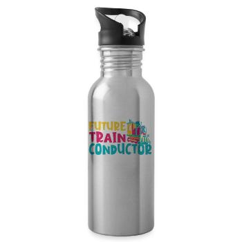 Eisenbahnliebhaber Zukünftiger Zugbegleiter - Trinkflasche mit integriertem Trinkhalm - Lightsilver - Rechts