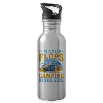 Je suis une Flip Flops et Camping Kinda Girl 3 - Gourde avec paille intégrée - argent clair - Droite