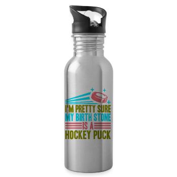 Je suis presque sûr que ma pierre de naissance est une rondelle de hockey 3 - Gourde avec paille intégrée - argent clair - Droite