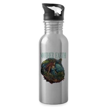 Respektier Muttererde Unseren Planeten Natur - Trinkflasche mit integriertem Trinkhalm - Lightsilver - Rechts