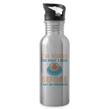 Café italien Macchiato Design - Gourde avec paille intégrée - argent clair - Droite