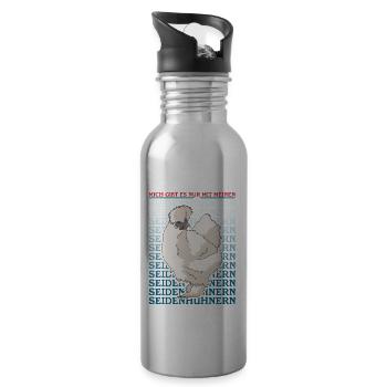 Seidenhuhn Seidenhühner Silkie Hühner Geschenk - Trinkflasche mit integriertem Trinkhalm - Lightsilver - Rechts