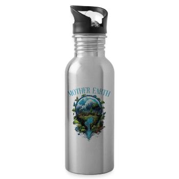 Respektier Muttererde Unseren Planeten Natur - Trinkflasche mit integriertem Trinkhalm - Lightsilver - Rechts
