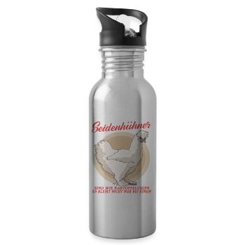 Seidenhuhn Silkie Hühner Seidenhühner Geschenk - Trinkflasche mit integriertem Trinkhalm - Lightsilver - Rechts