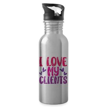 I Love My Clients 3 - Water bottle with straw - silver - Right