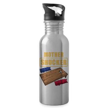 Lustiges Cornhole Corn Hole - Trinkflasche mit integriertem Trinkhalm - Lightsilver - Rechts