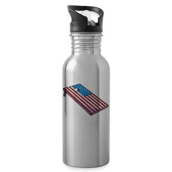 Cornhole Corn Hole Patriotisch - Trinkflasche mit integriertem Trinkhalm - Lightsilver - Rechts