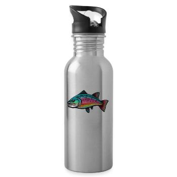 I Troutly Love Rainbow Trout Fishing - Vintage Fly - Trinkflasche mit integriertem Trinkhalm - Lightsilver - Rechts