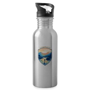 Fly Fishermen in Lake: Design for the Adventurous - Trinkflasche mit integriertem Trinkhalm - Lightsilver - Rechts