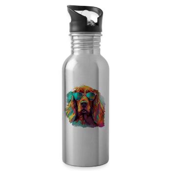 Irish Red Setter Hund Hunderasse - Trinkflasche mit integriertem Trinkhalm - Lightsilver - Rechts