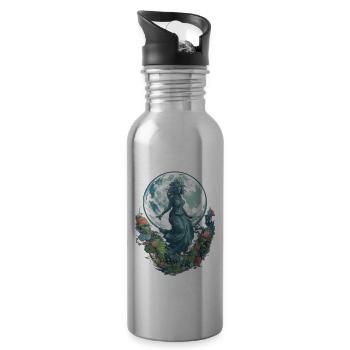 Respektier Muttererde Unseren Planeten Natur - Trinkflasche mit integriertem Trinkhalm - Lightsilver - Rechts