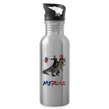 July 4th Because America - Water bottle with straw - silver - Right
