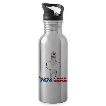 July 4th Papa Lama - Water bottle with straw - silver - Right