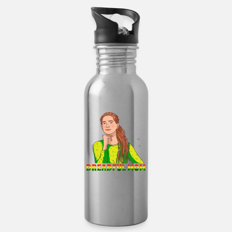 Rastafari Rastafarian Rasta - Trinkflasche mit integriertem Trinkhalm - Lightsilver