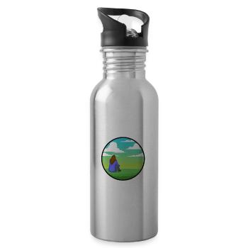 I Look At Clouds And I Know Things - Water bottle with straw - silver - Right