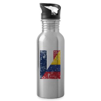 Colombia France Colombian Flag Gift - Water bottle with straw - silver - Right