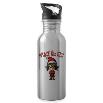 What the Elf - Niedlicher lustiger Elf für die Weihnachtszeit - Trinkflasche mit integriertem Trinkhalm - Lightsilver - Rechts