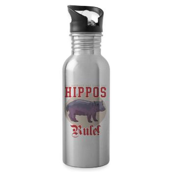 Bébé hippopotame | Hippopotames Hippos Cadeau - Gourde avec paille intégrée - argent clair - Droite