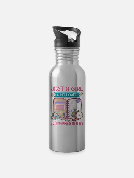 Scrapbooker - Trinkflasche mit integriertem Trinkhalm - 