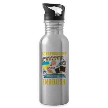 Scrapbooking - Water bottle with straw - silver - Right