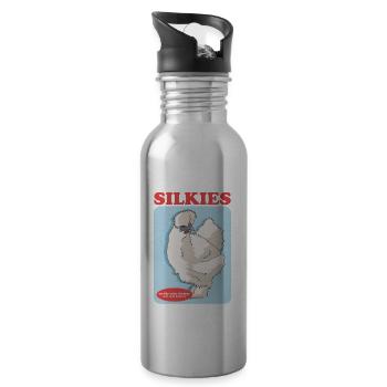 Silk Chickens Silk Chicken Silkie Chickens Cadeau - Gourde avec paille intégrée - argent clair - Droite