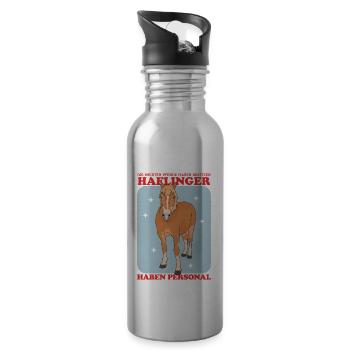 Haflinger Pferde | Haffi Pferdebesitzer Geschenk - Trinkflasche mit integriertem Trinkhalm - Lightsilver - Rechts