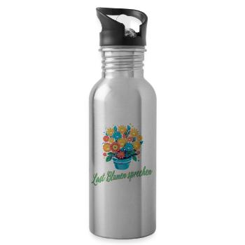 Lasst Blumen Sprechen für eine Floristin - Trinkflasche mit integriertem Trinkhalm - Lightsilver - Rechts