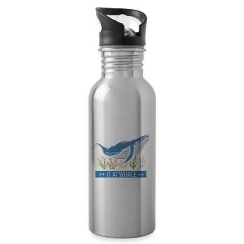 Orca Beobachtung für Buckelwale und Meerwale - Trinkflasche mit integriertem Trinkhalm - Lightsilver - Rechts