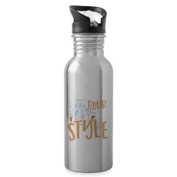 Barista schenkt mit Stil ein Barista - Trinkflasche mit integriertem Trinkhalm - Lightsilver - Rechts
