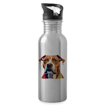 Dog Lover American Stafford - Water bottle with straw - silver - Right