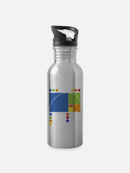 Lustiger Goldener Fibonacci-Zahlenschnitt - Trinkflasche mit integriertem Trinkhalm - Lightsilver