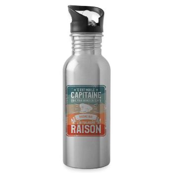 C'est Moi Le Capitaine Donc Pour Gagner Du Temps - Gourde avec paille intégrée - argent clair - Droite