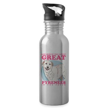 Chien de montagne des Pyrénées Maman Chien Propriétaire Cadeau - Gourde avec paille intégrée - argent clair - Droite