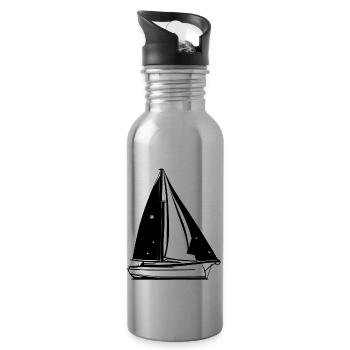 Segelboot Segelsport Segelschiff Segeln Segler - Trinkflasche mit integriertem Trinkhalm - Lightsilver - Rechts