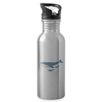 Orca Beobachtung für Buckelwale und Meerwale - Trinkflasche mit integriertem Trinkhalm - Lightsilver - Rechts