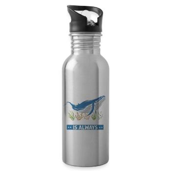 Buckelwal Design für Ozean Meer Wal und Wale - Trinkflasche mit integriertem Trinkhalm - Lightsilver - Rechts