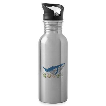 Wal-Design für Wale und Blauwale oder Belugawale - Trinkflasche mit integriertem Trinkhalm - Lightsilver - Rechts