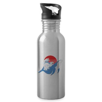 Walbeobachtung Design für Wale - Trinkflasche mit integriertem Trinkhalm - Lightsilver - Rechts