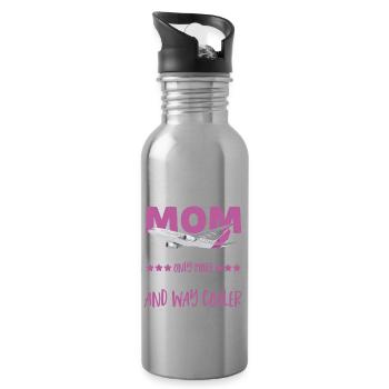 Flight Attendant Mom Genau wie eine normale Mom - Trinkflasche mit integriertem Trinkhalm - Lightsilver - Rechts