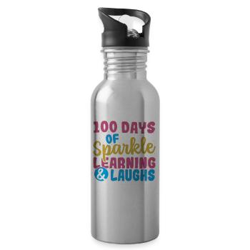 100 Tage funkelndes Lernen und Lachen 100 Tage - Trinkflasche mit integriertem Trinkhalm - Lightsilver - Rechts
