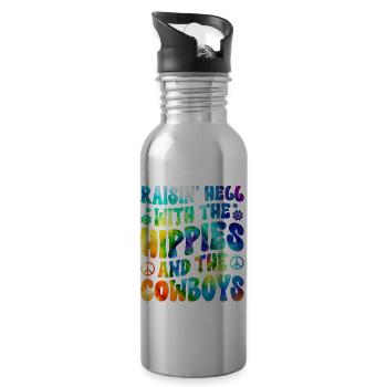 Tie dyeing peace - Water bottle with straw - silver - Right