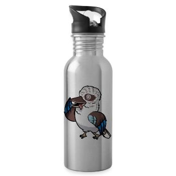 Laughing Hans Vogel Jägerliest Kawaii Emoticon - Gourde avec paille intégrée - argent clair - Droite