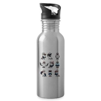 Lachender Hans Vogel Jägerliest Emoticon - Trinkflasche mit integriertem Trinkhalm - Lightsilver - Rechts