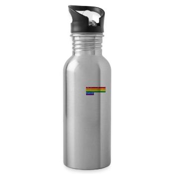 love wins - LGBT Regenbogen - Gleichheit - Trinkflasche mit integriertem Trinkhalm - Lightsilver - Rechts