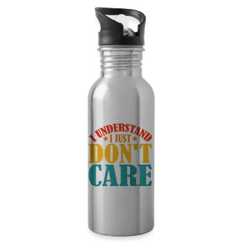 I Understand, I Just Don't Care 8 - Water bottle with straw - silver - Right
