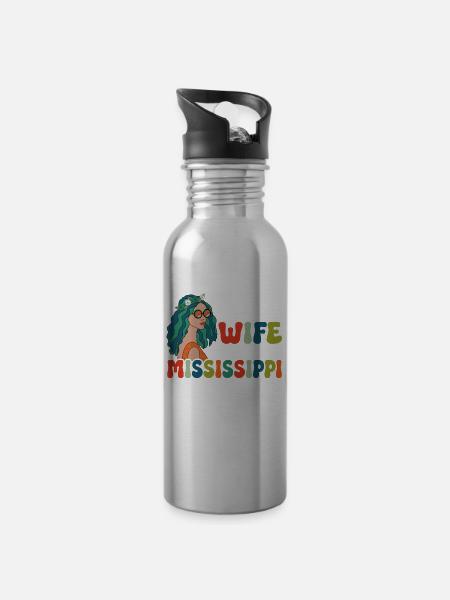 Frieden Groovy - Trinkflasche mit integriertem Trinkhalm -