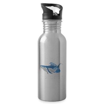 Orca Beobachtung für Buckelwale und Meerwale - Trinkflasche mit integriertem Trinkhalm - Lightsilver - Rechts