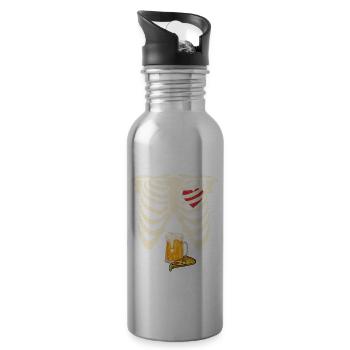 Daddy Skeleton Halloween Beer Pizza Drôle Enceinte - Gourde avec paille intégrée - argent clair - Droite