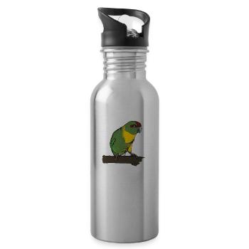 Goat Parakeet I Parakeet Motif for Bird Holder - Water bottle with straw - silver - Right