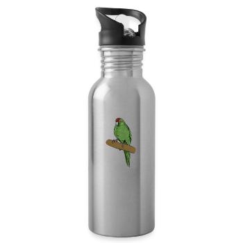Goat Parakeet I Parakeet Motif for Bird Holder - Water bottle with straw - silver - Right